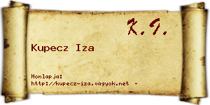 Kupecz Iza névjegykártya